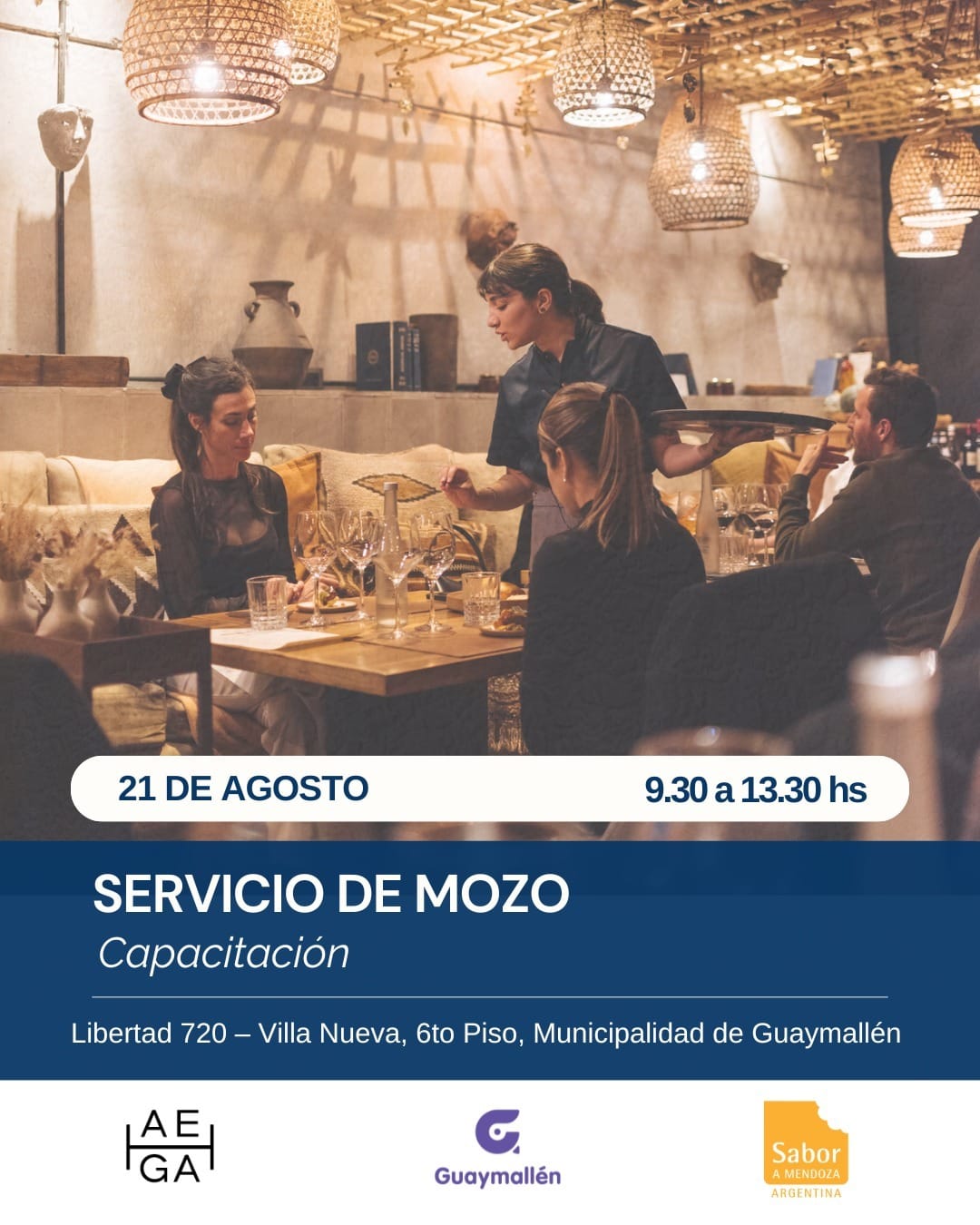 Nueva capacitación gratuita en servicio de mozos
