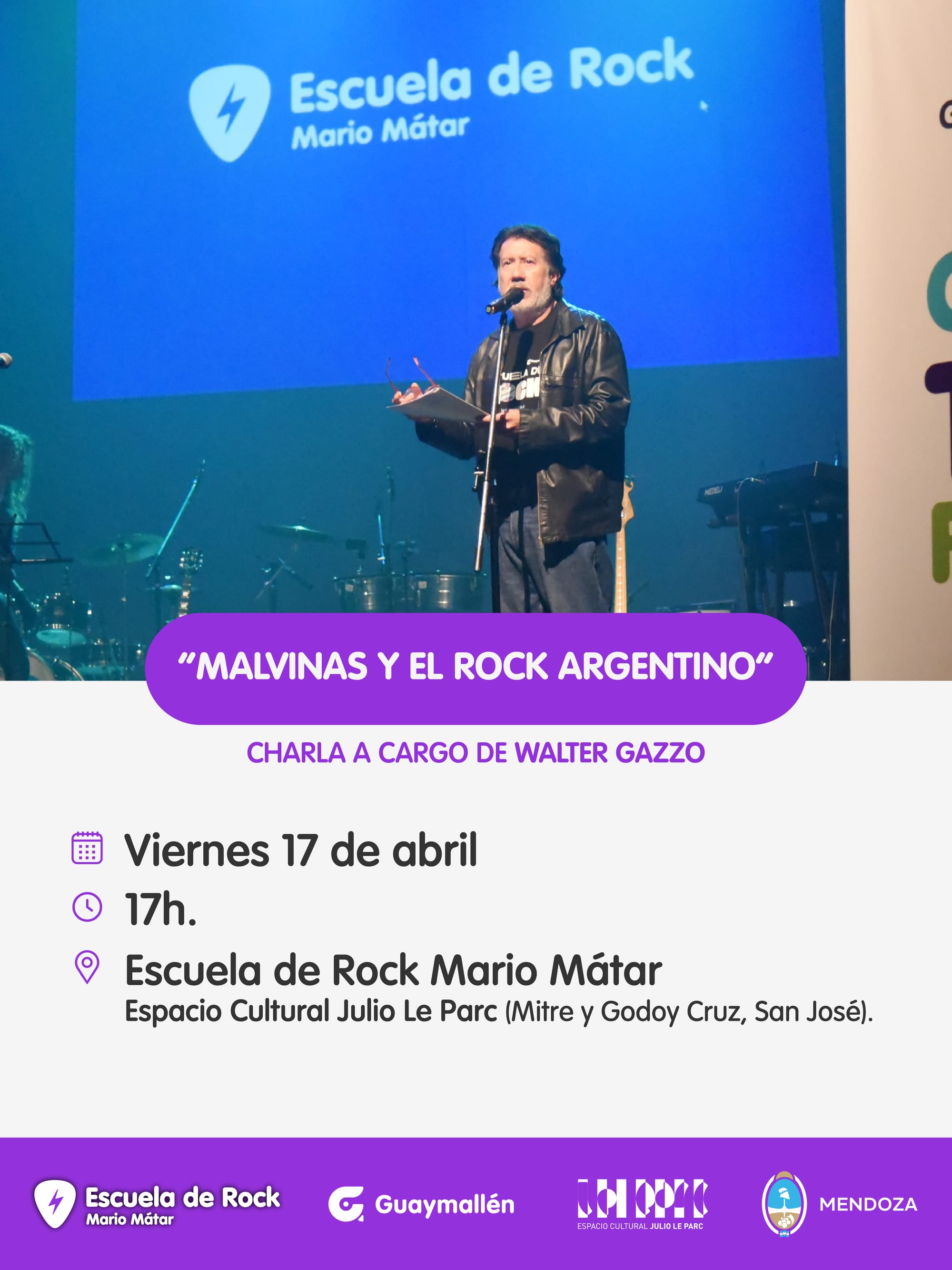 La Escuela de Rock Mario Matar invita a la charla " Malvinas y el Rock Argentino"
