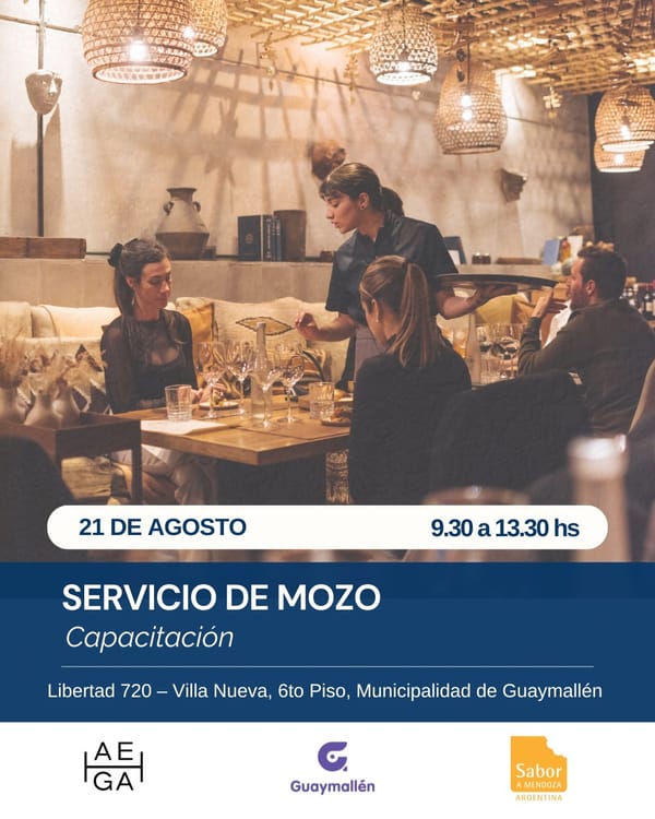 Nueva capacitación gratuita en servicio de mozos