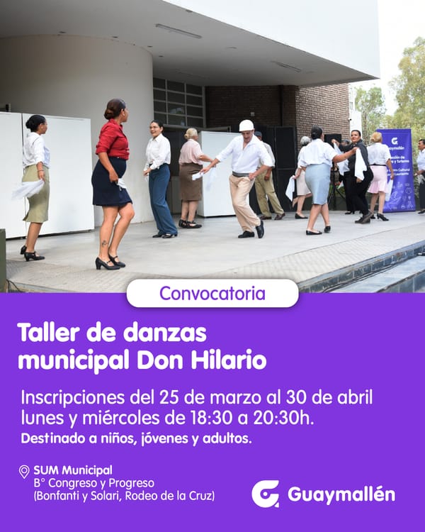 Comienzan las inscripciones para el Taller Municipal de Danzas Don Hilario