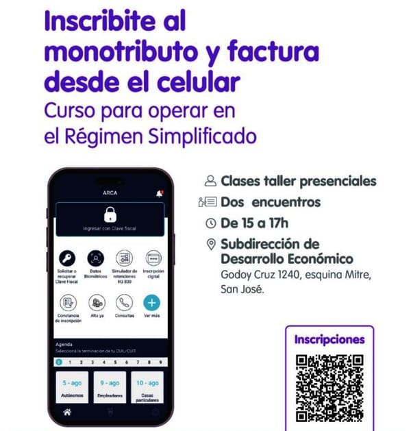 La Municipalidad de Guaymallén ofrece un curso sobre Régimen Simplificado del Monotributo