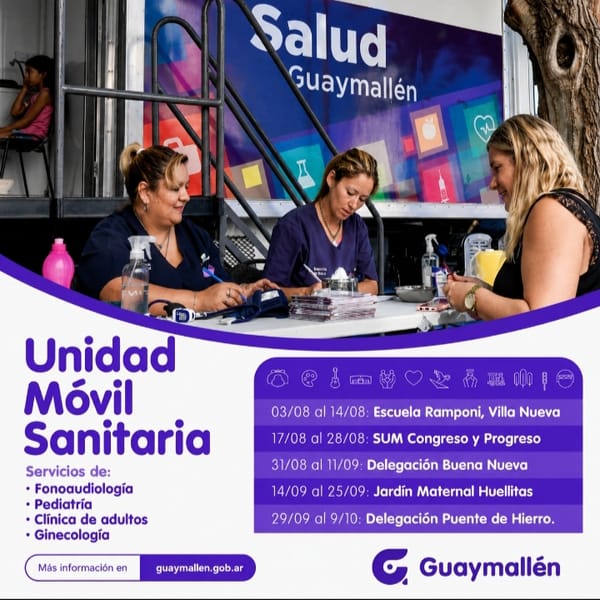 La Unidad Sanitaria Móvil de la Municipalidad de Guaymallén atenderá en diferentes lugares del departamento